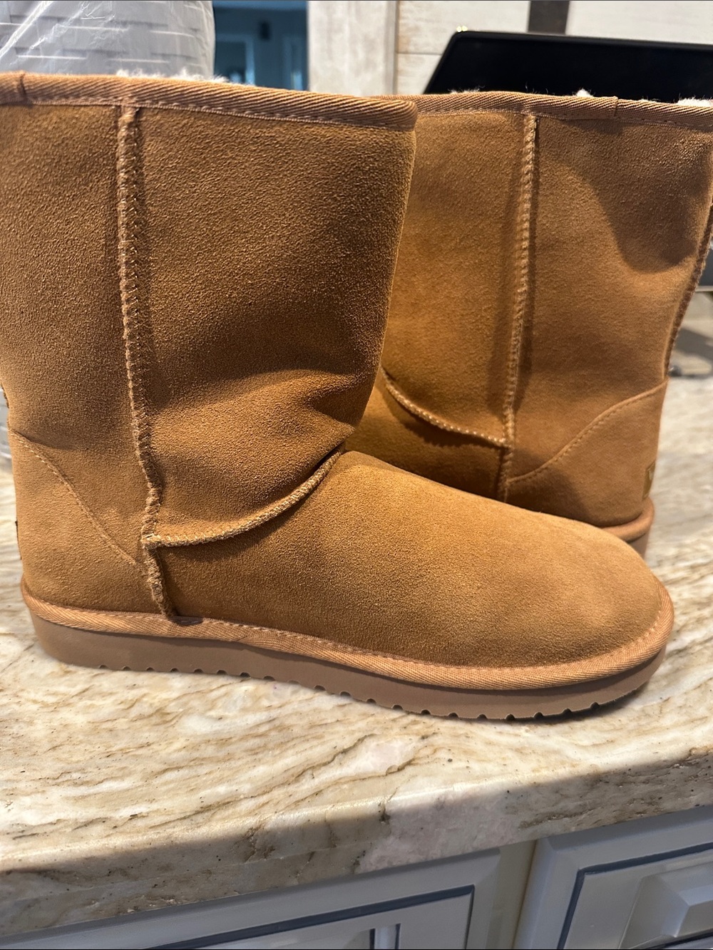 Koolaburra Chestnut Brown Treaded Sole Slip-On Boots